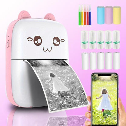 Mini Thermal Printer, Free 13 Rolls of Printing Paper，1 Set of Portable USB Rechargeable Photo Thermal Printer, Multifunctional Pocket Photo Printer Set, Christmas Gift Ideas Photo Printer Inkle Printer