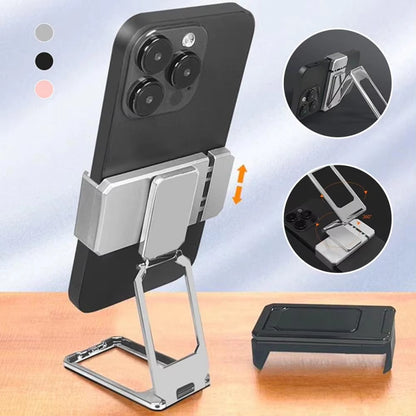 Back Fixed Clip Foldable Phone Holder Magnetic Metal Phone Support 360° Rotated Adjustable Desktop Phone Bracket for Travel