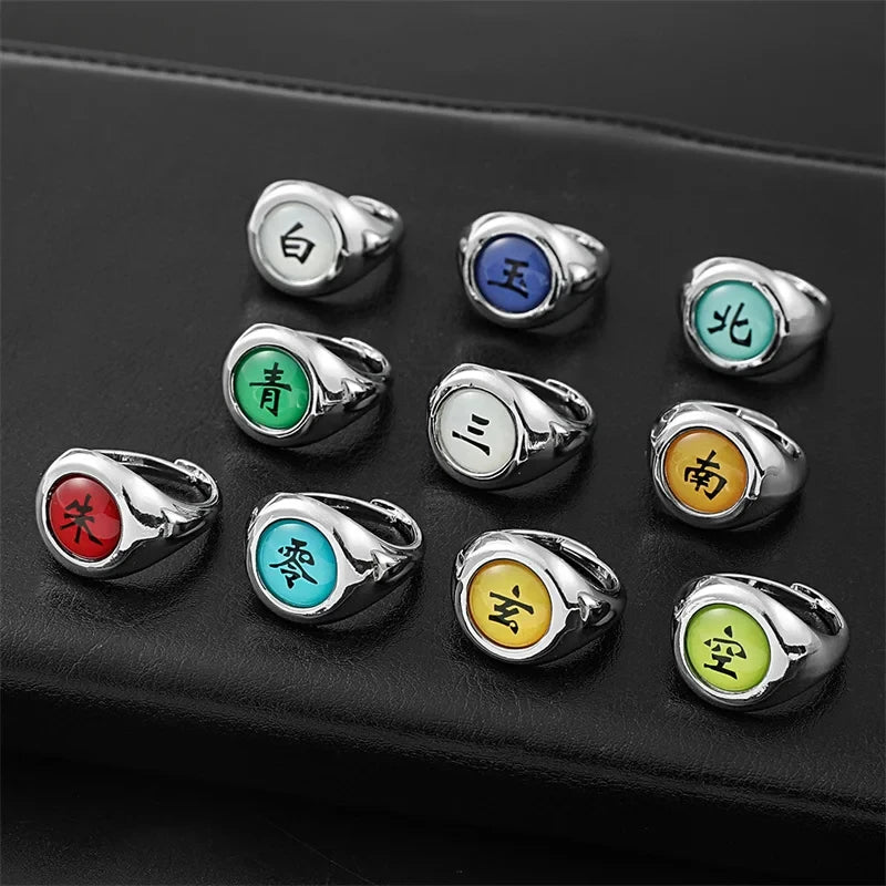 Anime Cosplay Ring Set Akatsuki Itachi Ring for Women Men Metal Finger Jewelry Accessories Cool Best Friend Child Gift