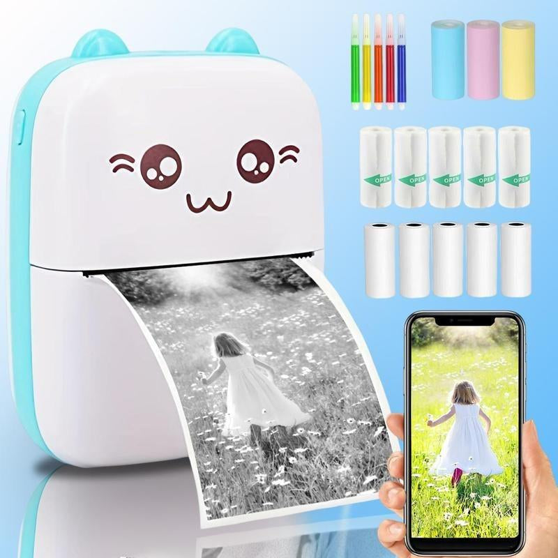 Mini Thermal Printer, Free 13 Rolls of Printing Paper，1 Set of Portable USB Rechargeable Photo Thermal Printer, Multifunctional Pocket Photo Printer Set, Christmas Gift Ideas Photo Printer Inkle Printer